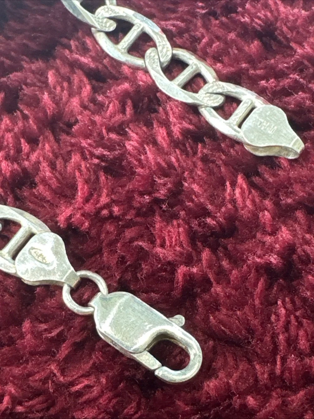 925 Sterling Silver Figaro Chain Necklace 22” 8mm 37.4g Two-Sided